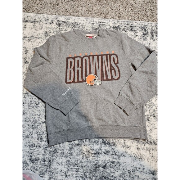 NFL Mitchell & Ness Cleveland Browns Graphic Crewneck Sweatshirt Gray L Fits M - Picture 2 of 7